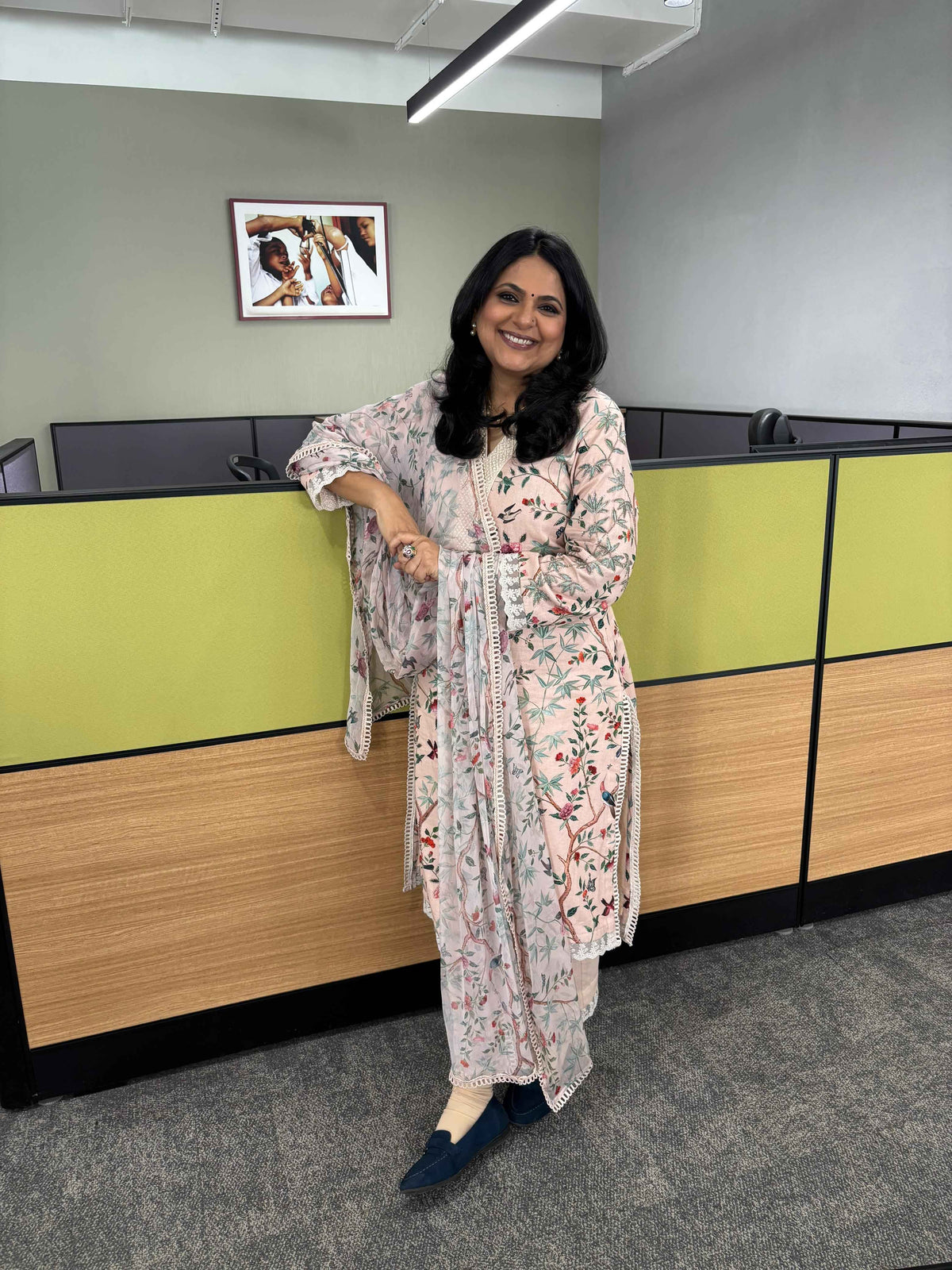 Richa Anirudh in Naseebo Blush Garden Linen Kurta Set