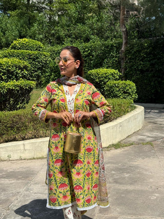 Harpreeth Suri in Naseebo Spring Glow Hand Block Printed Cotton Kurta Set