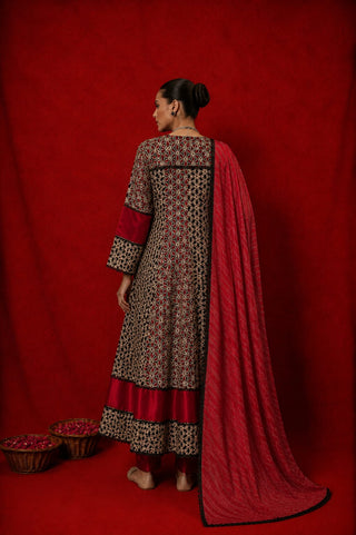 Naseebo Zohra Ajrakh Anarkali Set