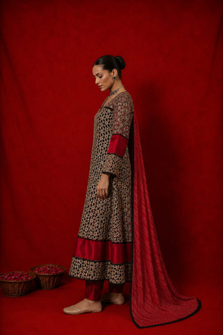 Naseebo Zohra Ajrakh Anarkali Set