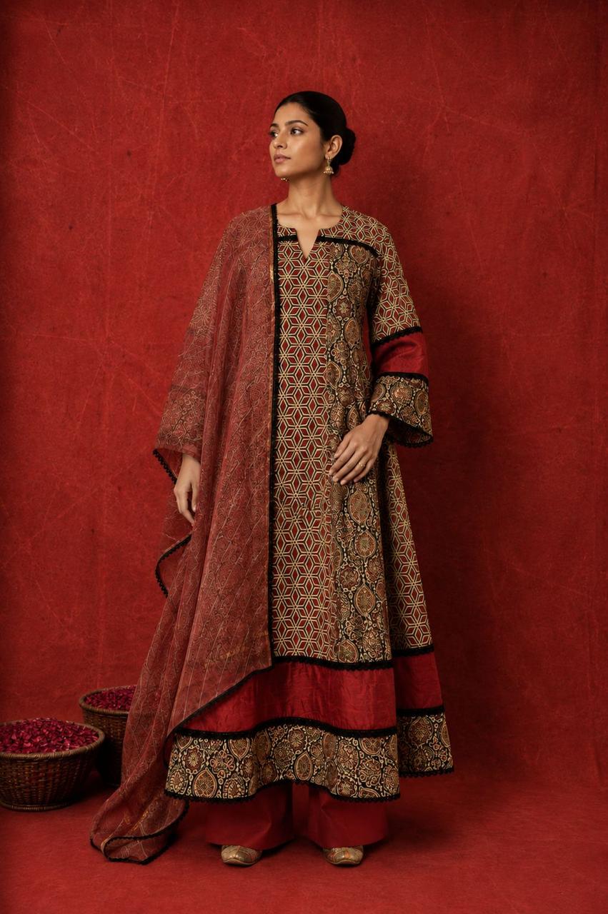 Abeer Ajrakh Anarkali Set