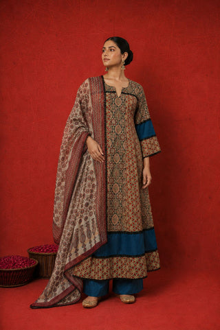 Mehrun Ajrakh Anarkali Set