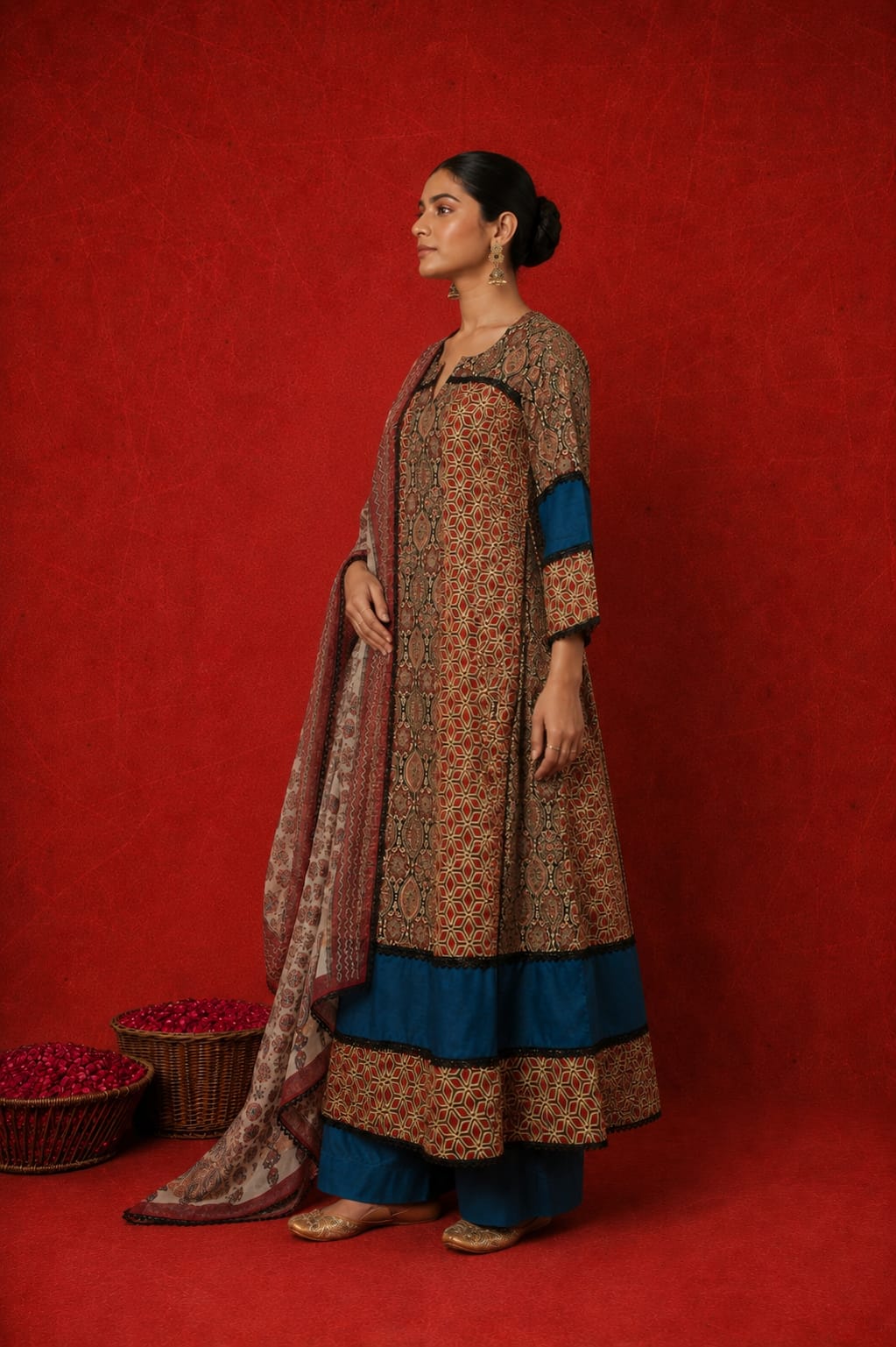 Mehrun Ajrakh Anarkali Set