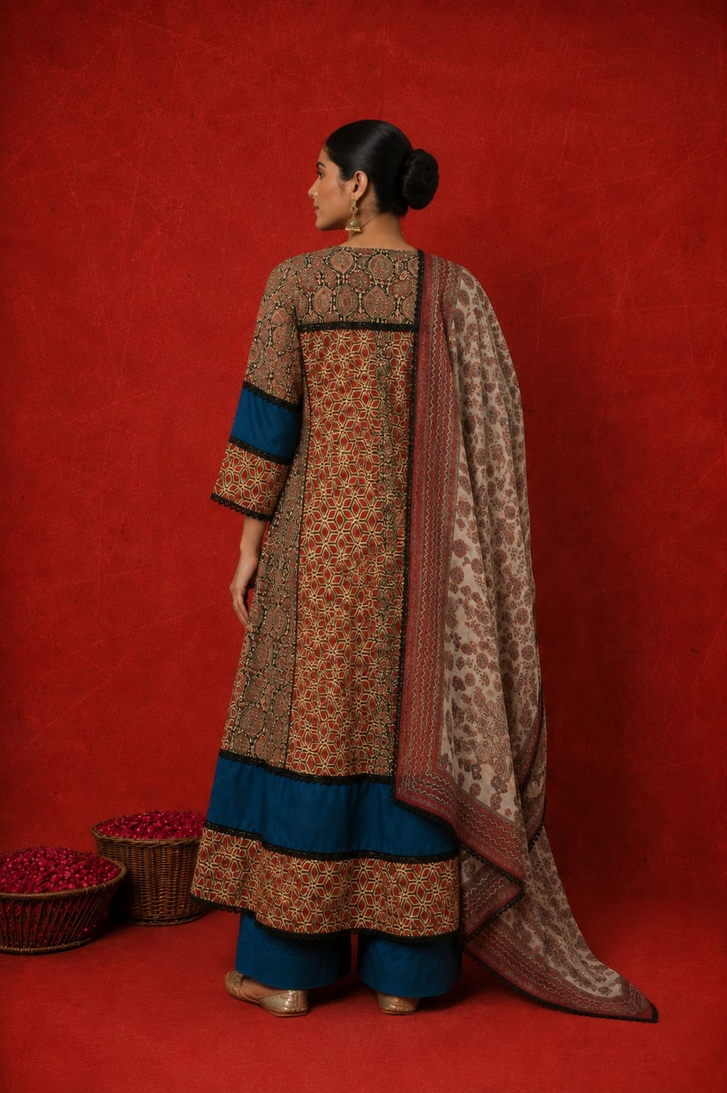 Mehrun Ajrakh Anarkali Set