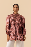 Naseebo Wine Tide Shibori Printed Women Blouse